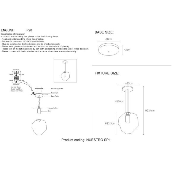 Светильник подвесной Crystal Lux NUESTRO SP1 CHROME/SMOKE