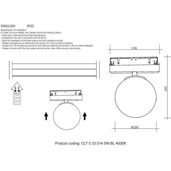 CLT 0.33 014 5W BL 4000K Трековый магнитный светодиодный светильник Crystallux Space 48V CRI90+ 4000К 550Лм 120° 9W CLT 0.33 014 5W BL 4000K Трековый магнитный светодиодный светильник Crystallux Space 48V CRI90+ 4000К 550Лм 120° 9W