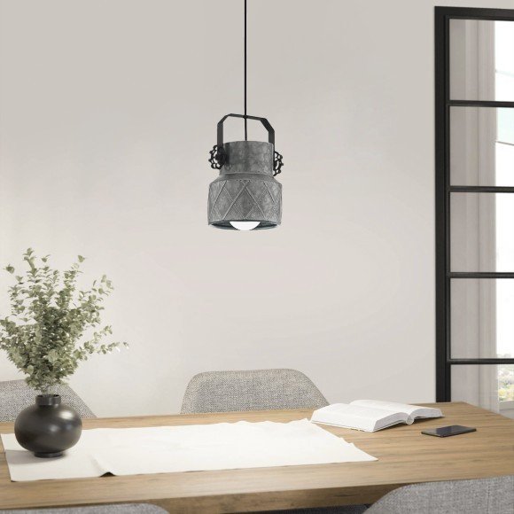 39854 Подвес HIlCOTT, 1х40W (E27), ?145, H1100, сталь, черный/сталь, оцинкованный