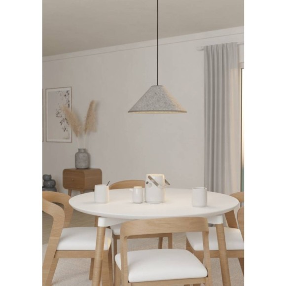 43984 Подвесной светильник (люстра) ALSAGER, 1X40W (E27), ?410, сталь, черный / фетр, серый 43984 Подвесной светильник (люстра) ALSAGER, 1X40W (E27), ?410, сталь, черный / фетр, серый