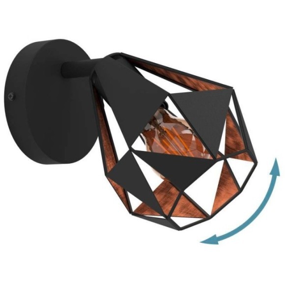 43715 Бра CARLTON 7, 1x40W(E27), сталь, черный, медный