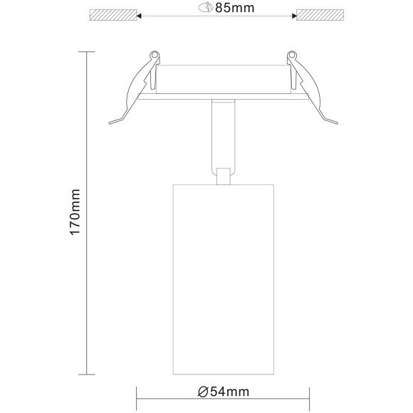 ST303.508.01 Св-к встр. Белый GU10 1*50W  L100xW54xH170 220V Без ламп Встраиваемые светильники