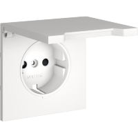 Накладка для розетки с заземлением, защитными шторками и крышкой, S70 (белый матовый)