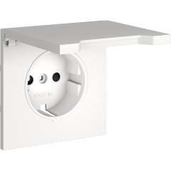 Накладка для розетки с заземлением, защитными шторками и крышкой, S70 (белый матовый)