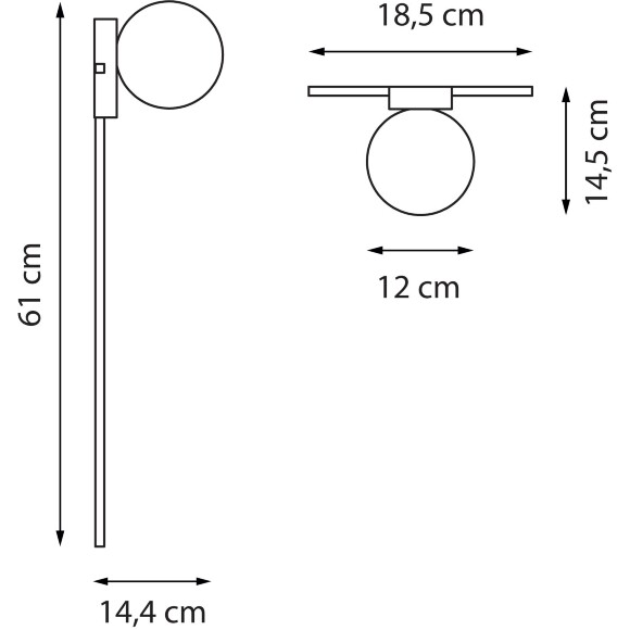 Бра Lightstar Globo 812617 декоративный минимализм Ар-деко, плафон из стеклянного шара диаметром 12см, под сменную лампу G9, черное тонкое основание