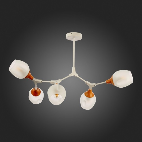 SLE113502-05 Светильник потолочный Белый, Светлое дерево/Белый E27 5*60W CIOTOLLA