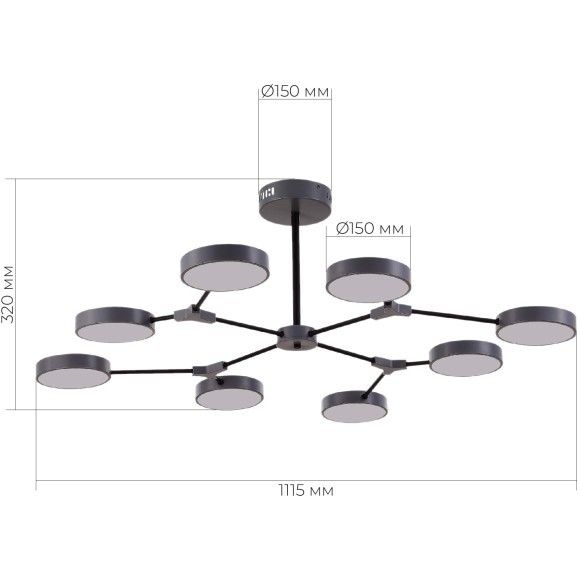 SLE6003-702-08 Светильник потолочный Серый,Черный/Серый LED 8*10W MONTA