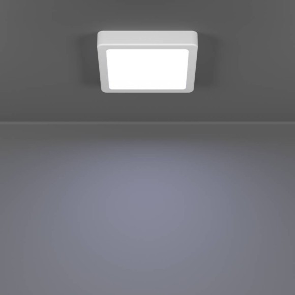Eglo Fueva 6 901335 Настенно-потолочный влагозащищенный накладной квадратный LED-светильник в стиле минимализм с CCT переключателем цветовой температуры, 7 Вт, 220В, 2700К/4000К/6500К, 1100 лм, IP44, CRI90, белый пластик, длина 150 мм, ширина 150 мм, высо