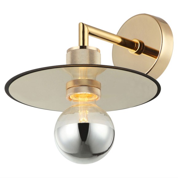 SY2948 Lussole BUTLER Бра золотое с желтым плафоном E27, 1×40 Вт, ширина 210 мм, высота 150 мм, вынос 260 мм