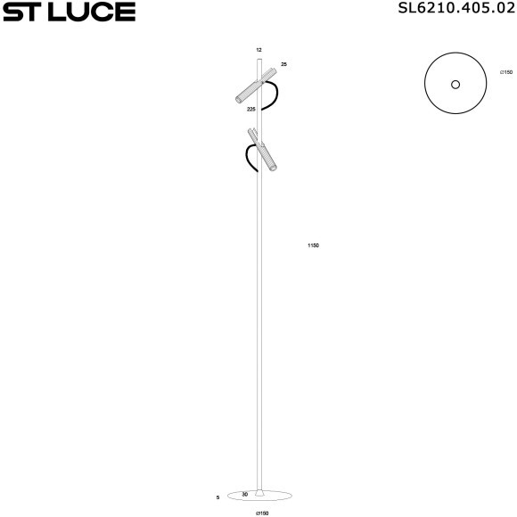 SL6210.405.02 Светильник напольный ST-Luce Черный/Черный, Золотистый LED 2*3W 3000K LILT