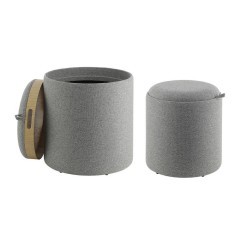 424022 MASHIKE Пуф круглый (комплект 2 шт.) H44, D39, полиэстер, серый, коричневый, пластиковая ножка 424022 MASHIKE Пуф круглый (комплект 2 шт.) H44, D39, полиэстер, серый, коричневый, пластиковая ножка