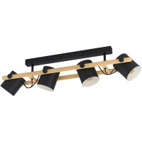 43558 Светильник потолочный HORNWOOD, 4Х28W, E27, L1000, B190, H275, сталь/дерево, черный/коричневый
