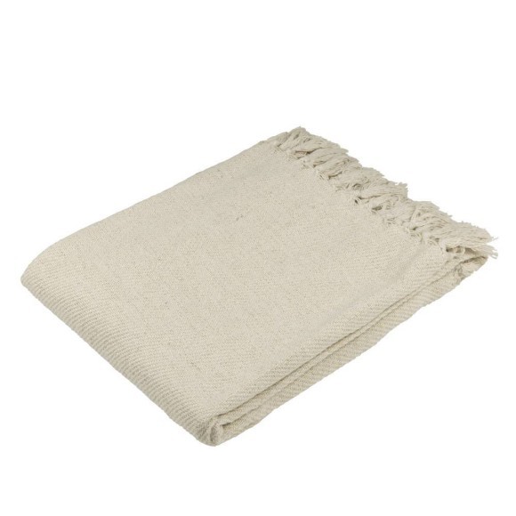 420306 LONGLAC Плед 1300x1700 см, 95% хлопок, 5% полиэстер, бежевый-золотой