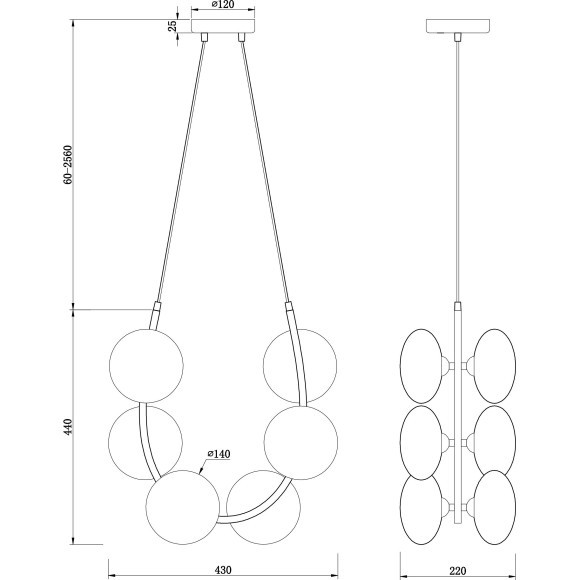 Подвесной светильник Freya FR4005PL-06B2 Perlina под лампы 6xG9 25W