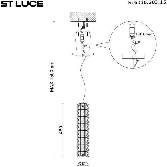 SL6010.203.15 Подвес ST-Luce Золотистый/Прозрачный LED 1*15W ESPIRA
