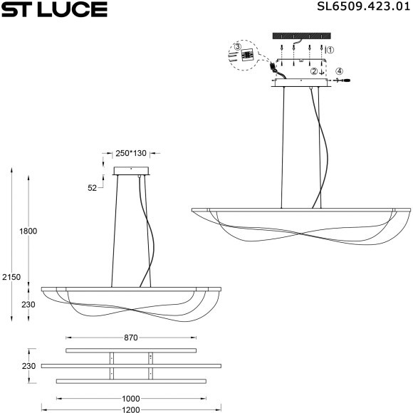 SL6509.423.01 Светильник подвесной ST-Luce Черный/Прозрачный LED 1*60W 4000K FESALE