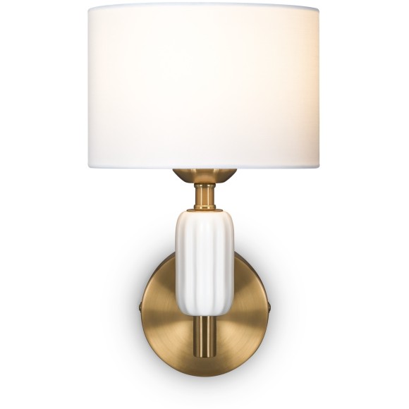 Настенный светильник (бра) с бронзовым основанием и тканевым плафоном под лампу Е27 Freya Ceram FR5491WL-01BS
