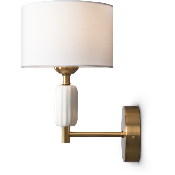 Настенный светильник (бра) с бронзовым основанием и тканевым плафоном под лампу Е27 Freya Ceram FR5491WL-01BS