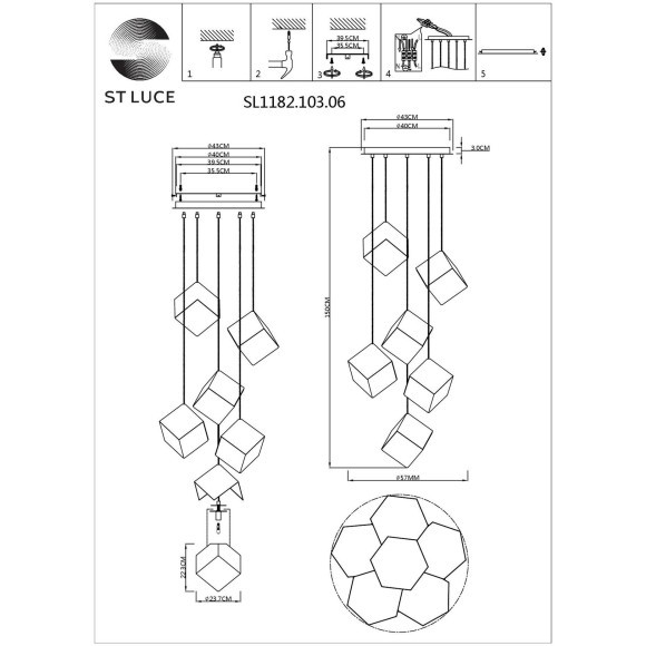 SL1182.203.06 Светильник подвесной ST-Luce Золотистый/Прозрачный, Золотистый G9 6*5W RIELLO SL1182.203.06 Светильник подвесной ST-Luce Золотистый/Прозрачный, Золотистый G9 6*5W RIELLO