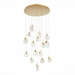 SL6104.203.16 ST Luce MONTECELIO Светильник подвесной, LED 16х3W, золотистый/прозрачный, с пузырьками воздуха SL6104.203.16 ST Luce MONTECELIO Светильник подвесной, LED 16х3W, золотистый/прозрачный, с пузырьками воздуха