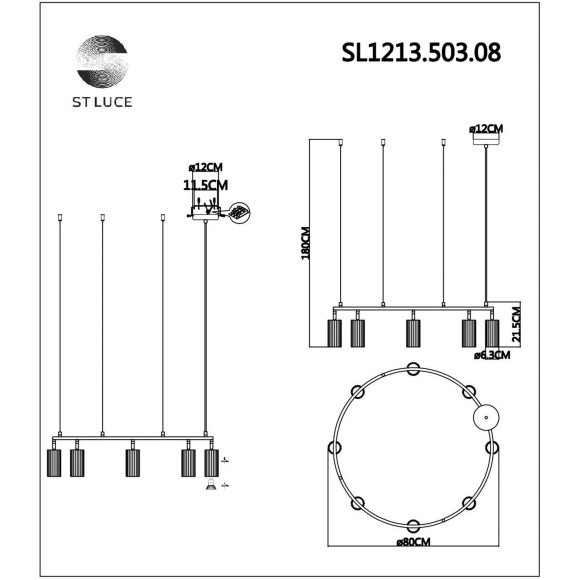 SL1213.503.08 Светильник подвесной ST-Luce Белый/Белый GU10 8*5W 4000K KENDO