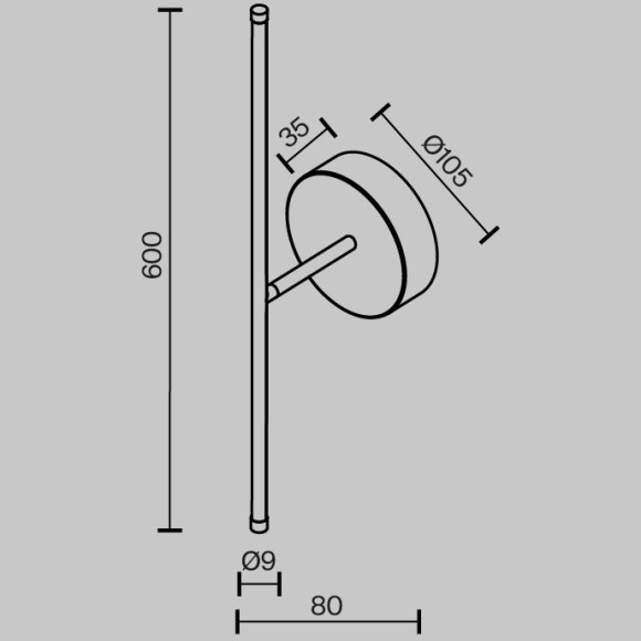 C084WL-L7BS2.7K-1 Настенный светильник Elegant поворотный в виде тонкой линии Maytoni