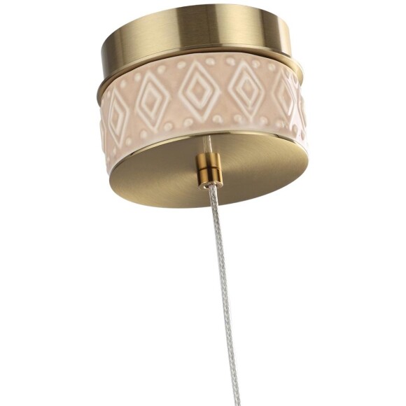 Odeon Light Exclusive LULU 5453/5L Декоративный светодиодный подвес-цилиндр с бежевым керамическим плафоном и основанием светлая бронза 5Вт 450Лм 3000K CRI80 Odeon Light Exclusive LULU 5453/5L Декоративный светодиодный подвес-цилиндр с бежевым керамическим плафоном и основанием светлая бронза 5Вт 450Лм 3000K CRI80