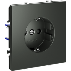 Розетка встраиваемая VOLTUM S70 с заземлением и защитными шторками, 16А, (титан)