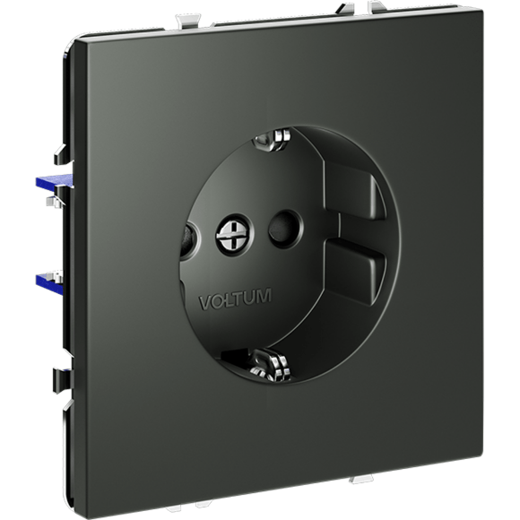 Розетка встраиваемая VOLTUM S70 с заземлением и защитными шторками, 16А, (титан)