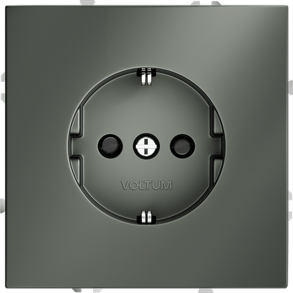 Розетка встраиваемая VOLTUM S70 с заземлением и защитными шторками, 16А, (титан)