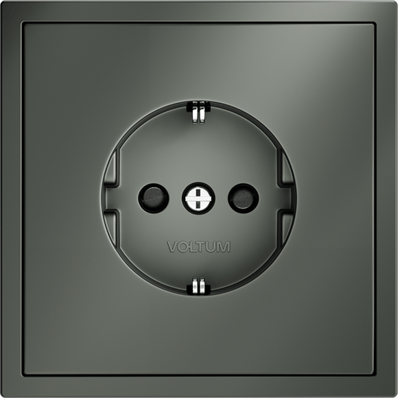 Розетка встраиваемая VOLTUM S70 с заземлением и защитными шторками, 16А, (титан)