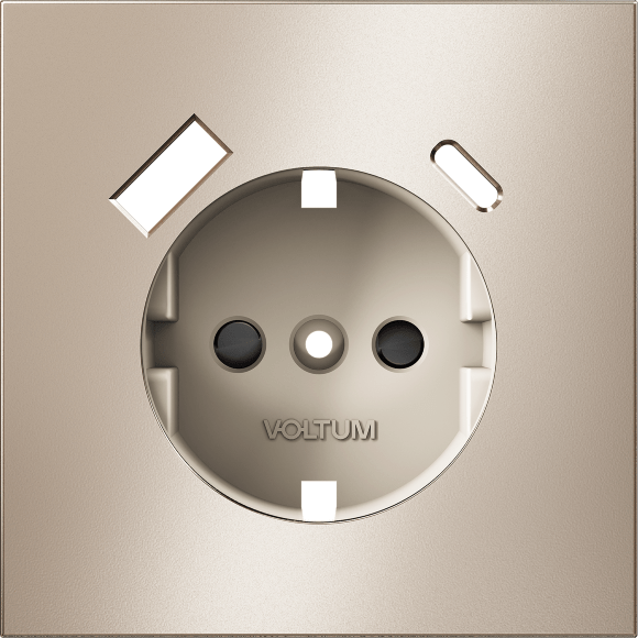 Накладка для розетки с заземлением и защитными шторками, с USB A+C, S70 Metal (платина)