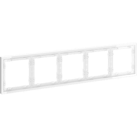 Рамка пластиковая VOLTUM S70 на 5 постов, (белый глянцевый)