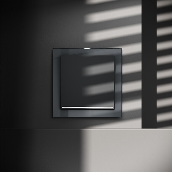 Выключатель встраиваемый VOLTUM S70 одноклавишный с подсветкой 10А, (графит)