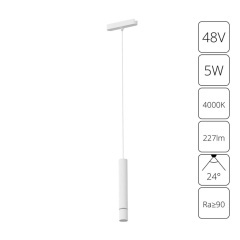 A6159PL-1WH Трековый магнитный светодиодный светильник Arte Lamp Rapid 48V CRI95+ 4000К 227Лм 24° 5Вт