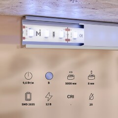 Maytoni 201173 Cветодиодная лента голубого света, 5 метров, ширина 8мм серия BASE SMD2835 12V 9,6Вт/м IP20 CRI80 120° кратность резки 25мм, раб. температура -30...+60°С Maytoni 201173 Cветодиодная лента голубого света, 5 метров, ширина 8мм серия BASE SMD2835 12V 9,6Вт/м IP20 CRI80 120° кратность резки 25мм, раб. температура -30...+60°С