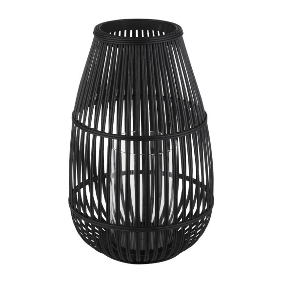 422083 BUNAWAN Подсвечник для свечей дерево стекло черный