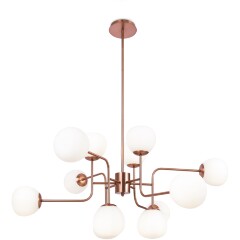 Люстра Maytoni Erich MOD221-PL-12-G основание латунь, подвесная люстра с шарами из матового белого стекла, 12xE14, дизайнерский светильник на большую гостинную