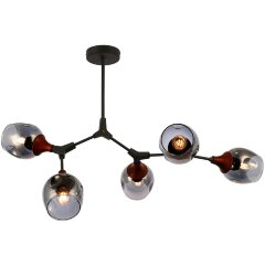 SLE113402-05 Светильник потолочный Серый, Темное дерево/Зеркальный E27 5*60W CIOTOLLA SLE113402-05 Светильник потолочный Серый, Темное дерево/Зеркальный E27 5*60W CIOTOLLA