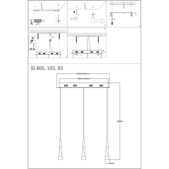 SL405.103.03 Светильник подвесной ST-Luce Хром/Хром, Белый LED 3*7W 3000K BOCHIE
