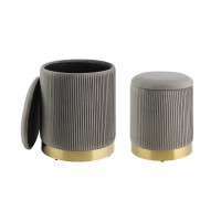 424023 MASHIKE Пуф комплект из 2 шт., пластик, сталь, серый, латунно-матовый, L360 B360 H440