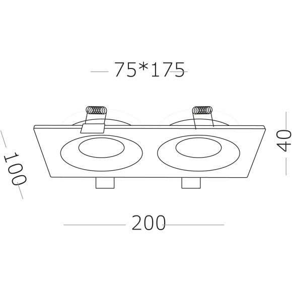 ST259.408.02 Св-к встр. Черный GU10 2*50W IP44 L100xW200xH40 -V Без ламп Встраиваемые светильники