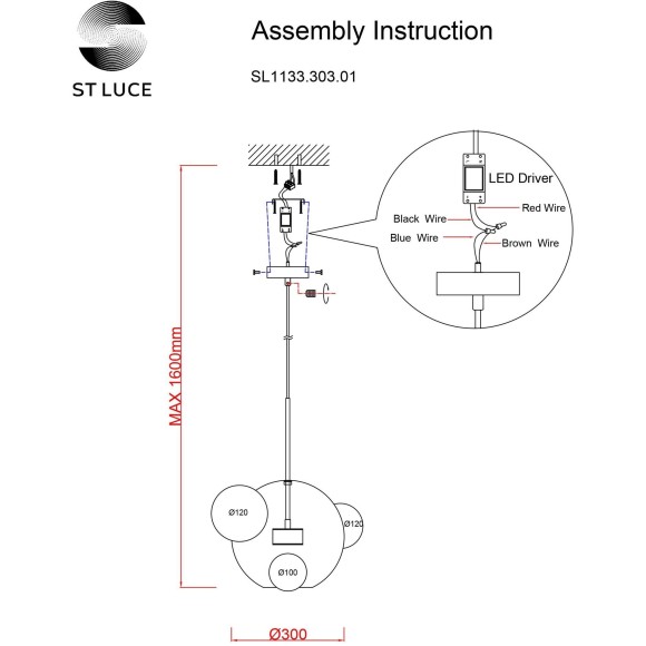 SL1133.303.01 Светильник подвесной ST-Luce Латунь/Коньячный LED 1*10W 3000K BOPONE