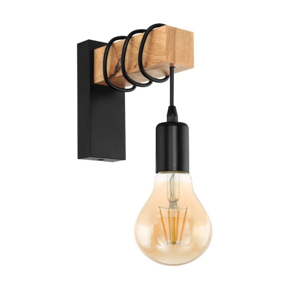32917 Бра TOWNSHEND, 1х10W (E27), L65, A190, H215, сталь, дерево, черный, коричневый