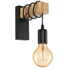 32917 Бра TOWNSHEND, 1х10W (E27), L65, A190, H215, сталь, дерево, черный, коричневый
