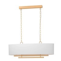 390182 PINETARA Люстра потолочная с 4 лампами E27, металл латунный, ткань белый