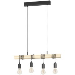 43512 Подвес TOWNSHEND, 4х60W(E27), L700, B105, H1100, сталь, дерево, черный, коричневый
