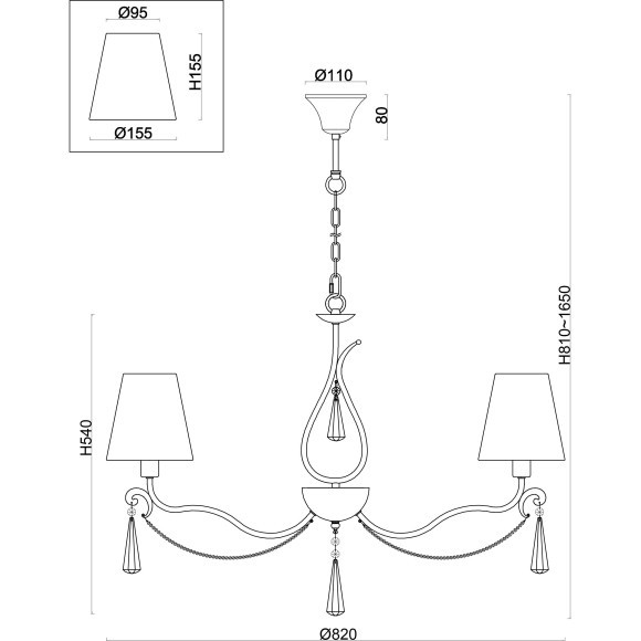 Люстра подвесная Freya FR2019PL-07BS Madeline под лампы 7xE14 40W