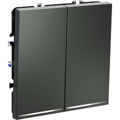 Выключатель встраиваемый VOLTUM S70 двухклавишный с подсветкой 10А, (титан)