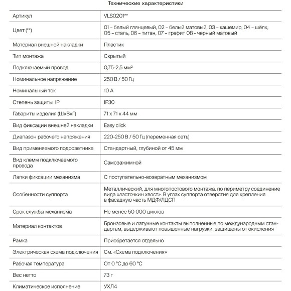 VLS020107 Выключатель встраиваемый двухклавишный графитового цвета 10А (2200 Ватт) VOLTUM S70 (графит)